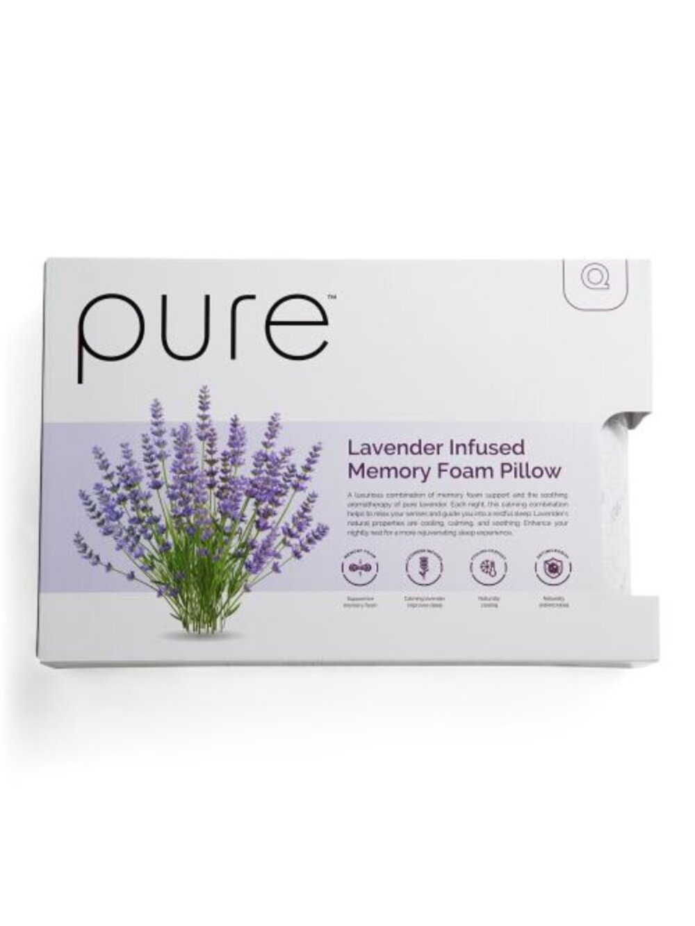 PURE 22x15 Lavendar Memory Foam Pillow In Box